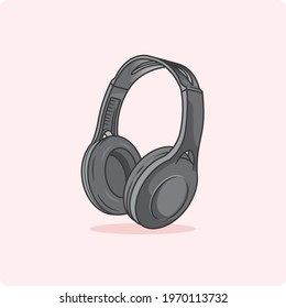 headphones gray color, vector design isolated and flat design.