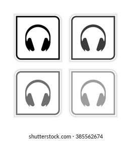Headphones  - grayscale vector icon