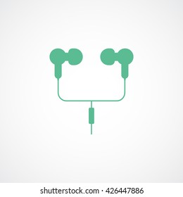 Headphones Green Flat Icon On White Background