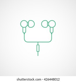 Headphones Green Flat Icon On White Background