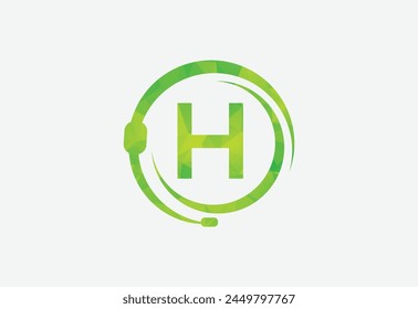 Headphones green Triangle Node Vector  with latter H