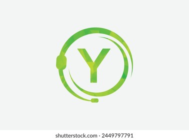 Headphones green Triangle Node Vector  with latter Y