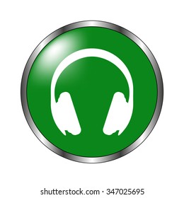 Headphones -  green vector icon