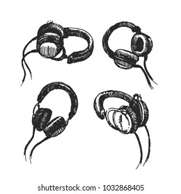 Headphones hand drown illustration sketch