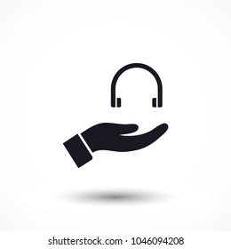 headphones in hand icon