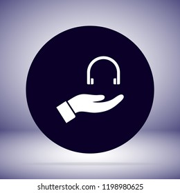 headphones in hand icon