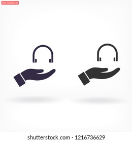 headphones in hand icon