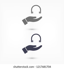 headphones in hand icon
