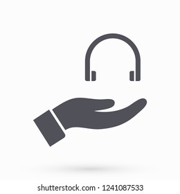 headphones in hand icon