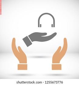 headphones in hand icon