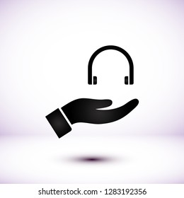 headphones in hand icon