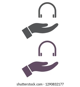 headphones in hand icon