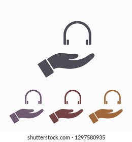 headphones in hand icon