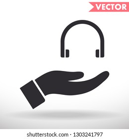 headphones in hand icon