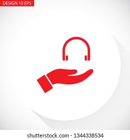 headphones in hand icon