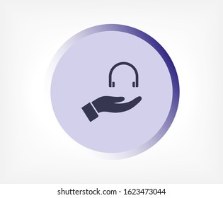 headphones in hand icon , lorem ipsum Flat design