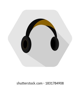 Headphones Headset Icon Flat Design Long Shadow
