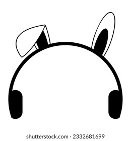 Headphones headset rabbit Simple Letter Logo design on icon Background. Can Be Used for Business Logos and Branding. Beautiful monogram infinity Design Template Elements with a very luxury, classy sty