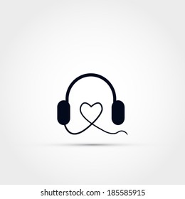 Headphones heart vector icon