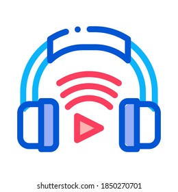 Headphones Host Device Icon Vector. Outline Headphones Host Device Sign. Isolated Contour Symbol Illustration