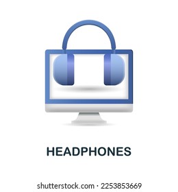Headphones icon. 3d illustration from work place collection. Creative Headphones 3d icon for web design, templates, infographics and more
