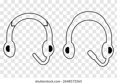 Headphones icon. Black headphones icon collection. Set of music headphones icons. Headphone with microphone. Vector headphone icons eps 10