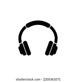 headphones icon in black flat glyph, filled style isolated on white background