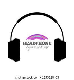 Headphones icon. Black symbol isolated on white color. Vector illustration.