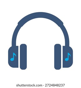 Icono de auriculares azul diseño de Vector plano auriculares de audio símbolo de música sonido escuchar dispositivo accesorio elemento gráfico signo