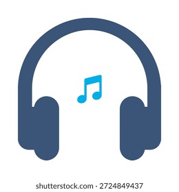 Icono de auriculares azul diseño de Vector plano auriculares de audio símbolo de música sonido escuchar dispositivo accesorio elemento gráfico signo