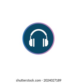 Headphones icon. Blue headset isolated on white background. Music earphones logo.