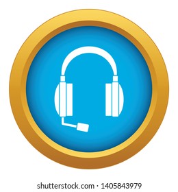 Headphones icon blue vector isolated on white background for any design