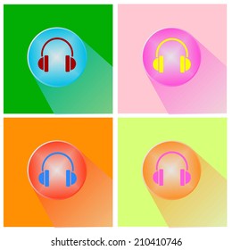 Headphones icon button vector