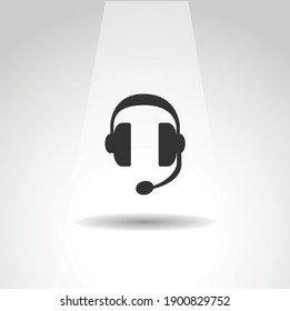 headphones icon, call center simple music icon