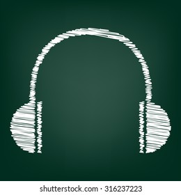 Headphones icon with chalk effect 