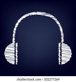 Headphones icon with chalk effect  