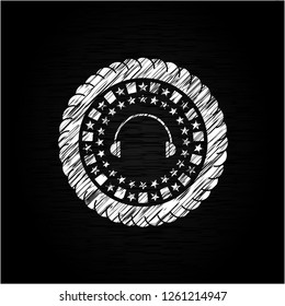 headphones icon with chalkboard texture