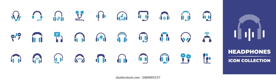 Headphones icon collection. Duotone color. Vector illustration. Containing headphones, headphone, earphones, music, listen.