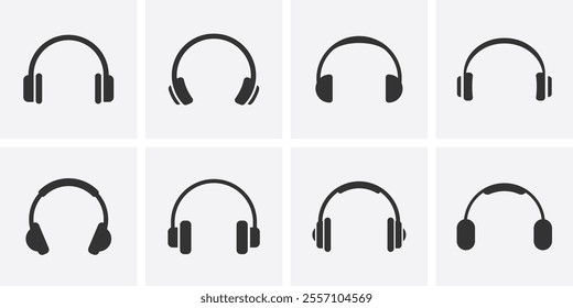 Headphones icon. Headphones icon collection. Headvector icon symbols. Set of music headphone icons. Headset icon symbols