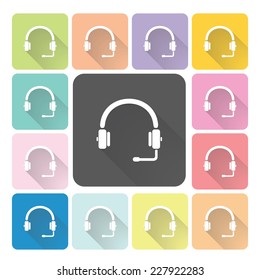 Headphones Icon color set vector illustration.