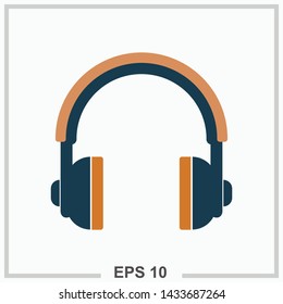 Headphones icon colored isolated vector illustration