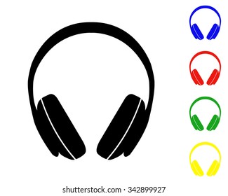 headphones icon - colored vector set