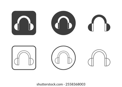 headphones icon design 6 variations. Set electronic hardware icons. Isolated on white background.