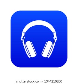 Headphones icon digital blue for any design isolated on white vector illustration