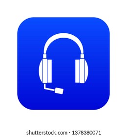 Headphones icon digital blue for any design isolated on white vector illustration