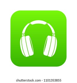 Headphones icon digital green for any design isolated on white vector illustration