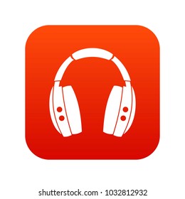Headphones icon digital red for any design isolated on white vector illustration