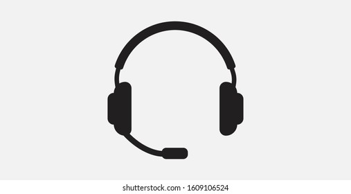 Headphones icon. Earphones flat icon. Filled icon. Headset vector icon. Call center sign