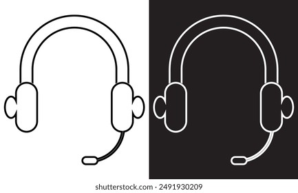 Headphones icon. Earphones symbol. Headset vector. Music audio equipment pictogram. Sound concept.  isolated on white and black background. Vector illustration. EPS 10