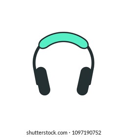 headphones icon. Element of web icon with one color for mobile concept and web apps. Isolated headphones icon can be used for web and mobile on white background